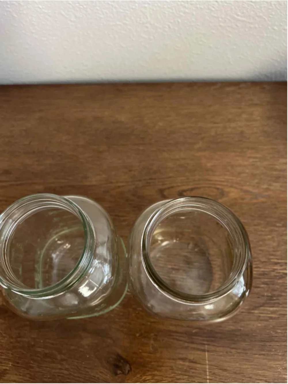 Pair of Vintage Atlas Mason Jars Green Tint & Smoky Clear Glass Farmhouse Decor